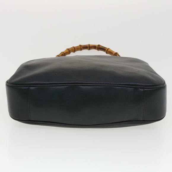 GUCCI Bamboo Hand Bag Leather 2way Navy 001.7265.1577 Auth yk6678B - Picture 5 of 16